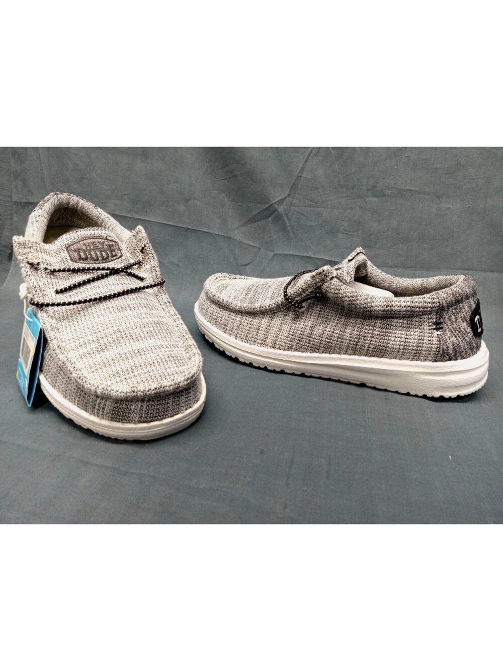 Hey Dude Wally Youth Stretch Yin Yang Slip-On Shoes Grey Boys Size 5 NEW IN BOX!